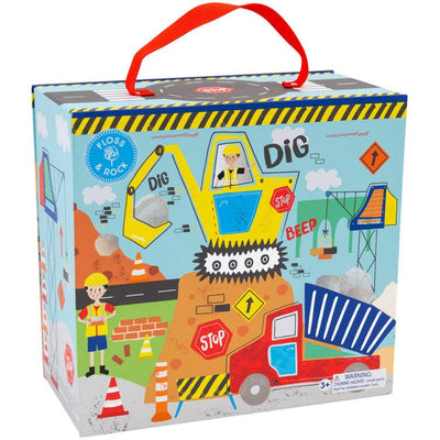 Floss & Rock Preschool Drive Thru' Construction Play Box with 15 Wooden Characters