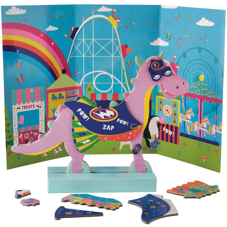 Floss & Rock Preschool Magnetic Dress Up Fantasy Pets - Luna the Unicorn & Dora the Dragon