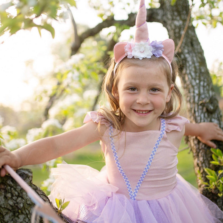 Great Pretenders Dress up Pink Shimmer Unicorn Dress & Headband - Size 5-6