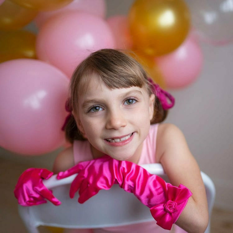 Great Pretenders Dress up Princess Gloves with Bow, Hot Pink