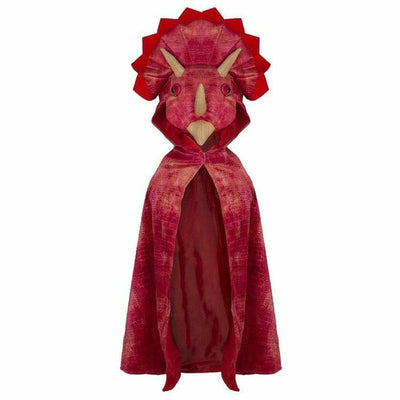 Great Pretenders Dress up Triceratops Hooded Cape, Red, Size 4-5
