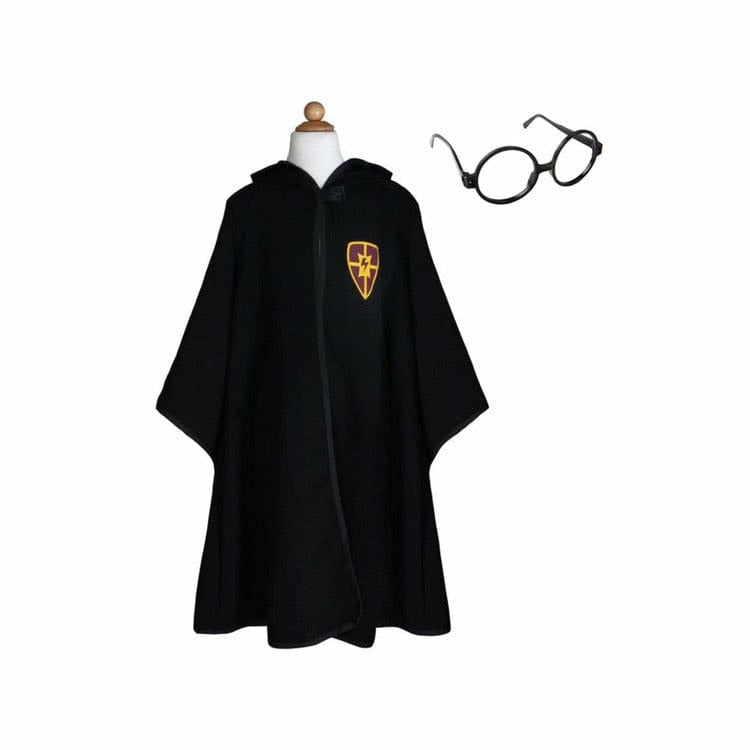 Great Pretenders Dress up Wizard Cloak & Glasses, Black, Size 7-8