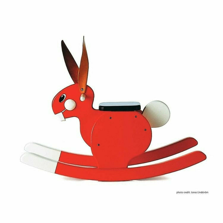 Playsam Preschool Wooden Rabbit Rocker - Red