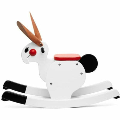 Playsam Preschool Wooden Rabbit Rocker - White