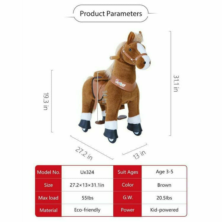 PonyCycle, Inc. Plush Brown Ride on Horse Ages 3-5