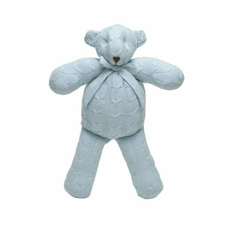 Rian Tricot Plush Blue Cable Knit Plush Teddy Bear