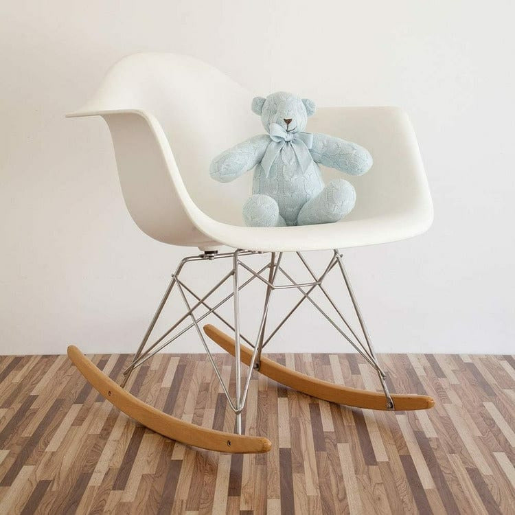 Rian Tricot Plush Blue Cable Knit Plush Teddy Bear