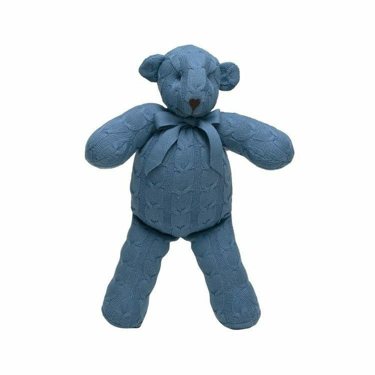 Rian Tricot Plush Dark Blue Cable Knit Plush Teddy Bear
