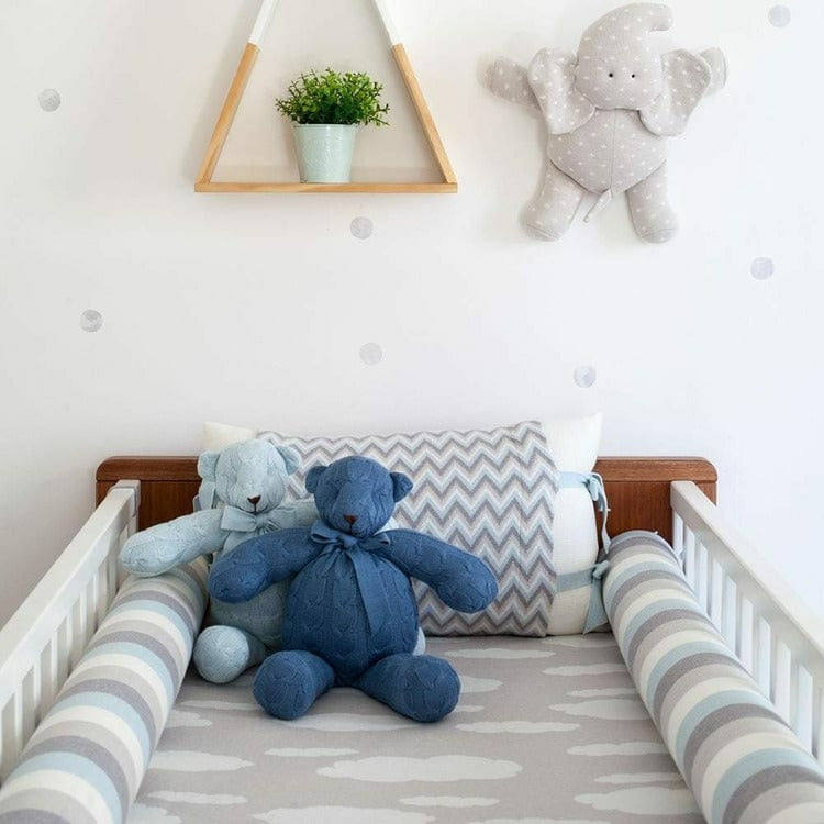 Rian Tricot Plush Dark Blue Cable Knit Plush Teddy Bear