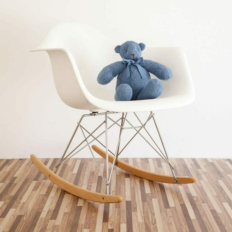 Rian Tricot Plush Dark Blue Cable Knit Plush Teddy Bear