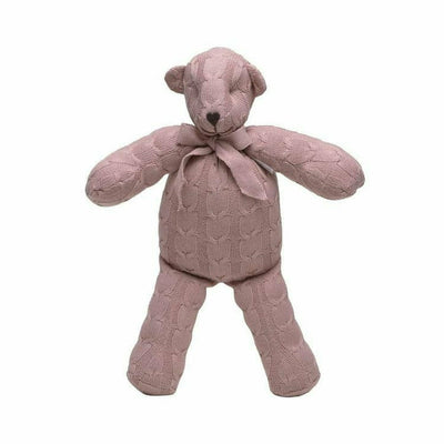 Rian Tricot Plush Rose Cable Knit Plush Teddy Bear