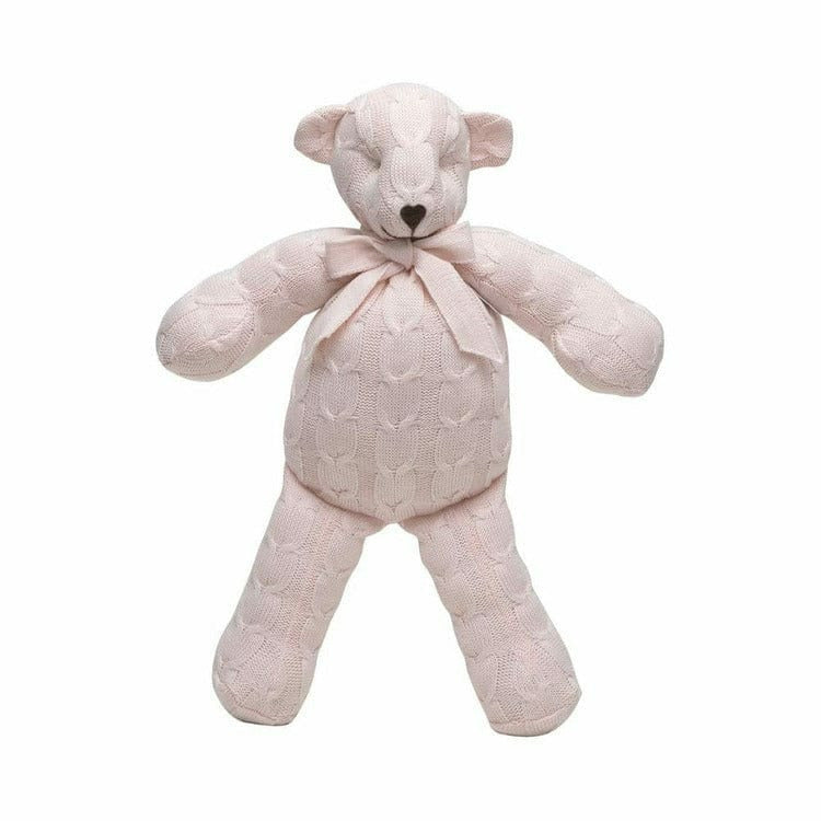 Rian Tricot Plush Soft Pink Cable Knit Plush Teddy Bear