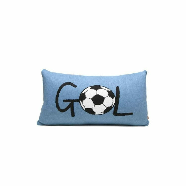 Rian Tricot Room Decor Blue GOL Soccer Pillow