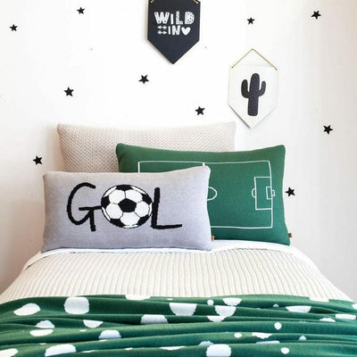Rian Tricot Room Decor Gray GOL Soccer Pillow