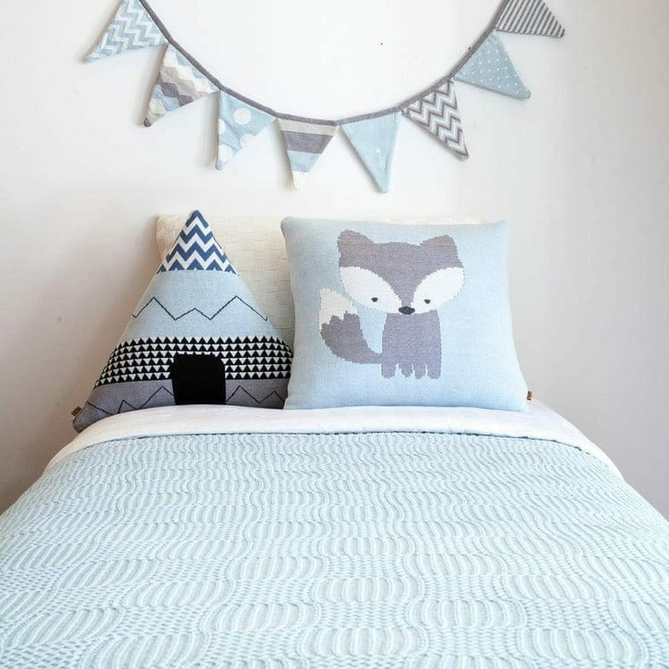 Rian Tricot Room Decor Light Blue Teepee Pillow