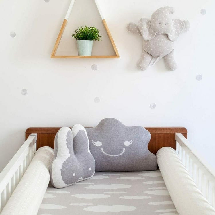 Rian Tricot Room Decor Light Gray Smile Pillow