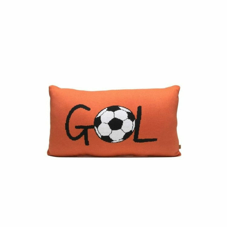 Rian Tricot Room Decor Orange GOL Soccer Pillow