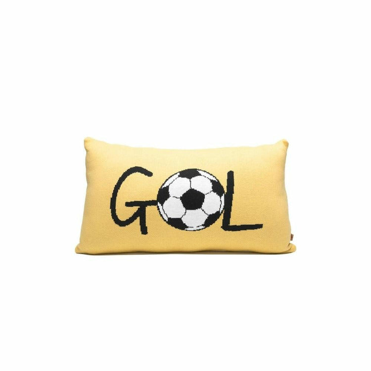Rian Tricot Room Decor Yellow GOL Soccer Pillow