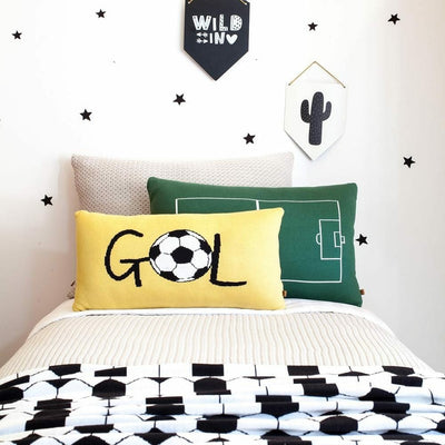 Rian Tricot Room Decor Yellow GOL Soccer Pillow