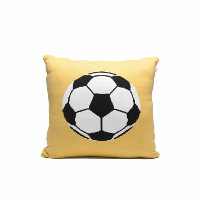 Rian Tricot Room Decor Yellow Soccer Ball Pillow