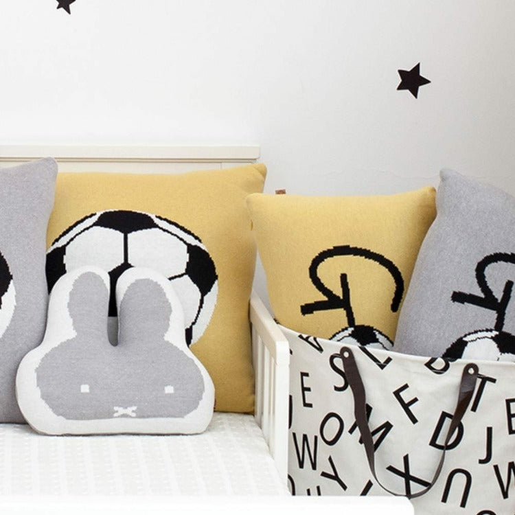 Rian Tricot Room Decor Yellow Soccer Ball Pillow