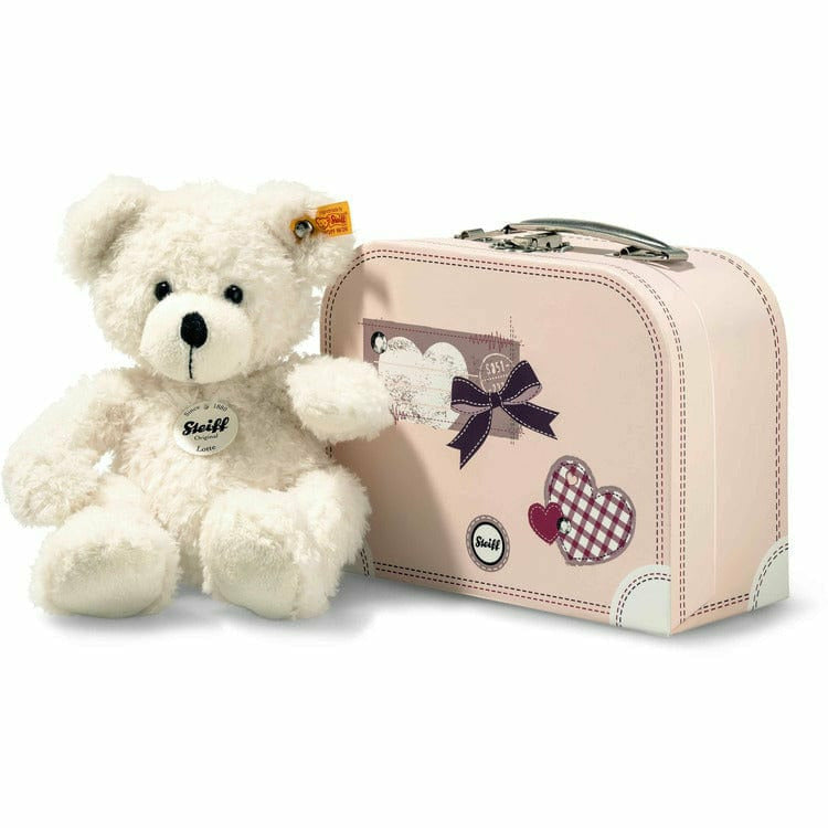 Steiff North America, Inc. Plush Lotte Teddy bear in suitcase, white, 11 Inches