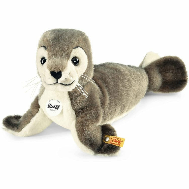 Steiff North America, Inc. Plush Robby seal, grey/white, 12 Inches