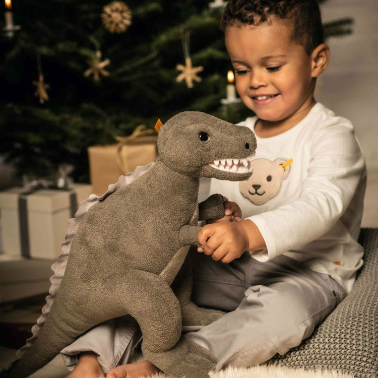 Steiff North America, Inc. Plush Soft Cuddly Friends Thaisen T-Rex 18" Grey Plush