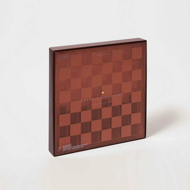 Sunnylife Lucite Chess & Checkers Limited Edition Whiskey Noir
