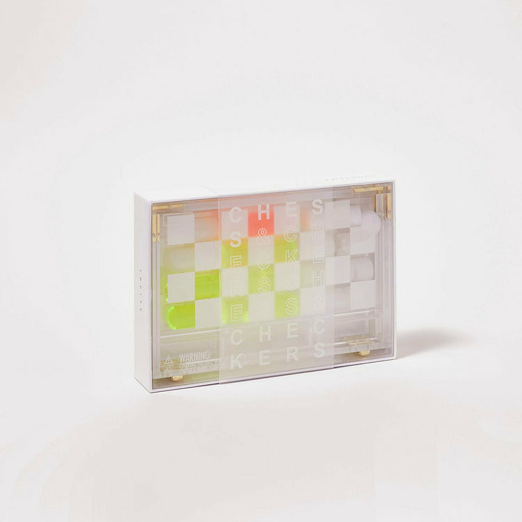 Sunnylife Outdoor Mini Lucite Chess & Checkers Limited Edition Neon