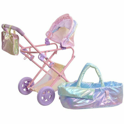Teamson Kids Dolls Magical Dreamland Baby Doll Stroller & Carrier Iridescent