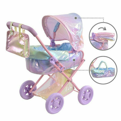 Teamson Kids Dolls Magical Dreamland Baby Doll Stroller & Carrier Iridescent