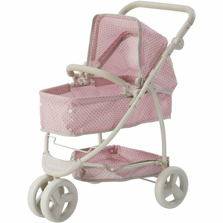 Teamson Kids Dolls Olivia's Little World - Polka Dots Princess 2-in-1 Baby Doll Stroller - Pink/Gray