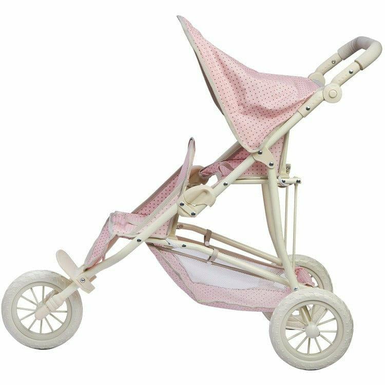 Teamson Kids Dolls Olivia's Little World - Polka Dots Princess Baby Doll Twin Jogging Stroller - Pink & Grey