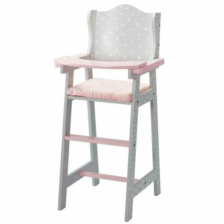 Teamson Kids Dolls Polka Dots Princess Baby Doll High Chair - Grey