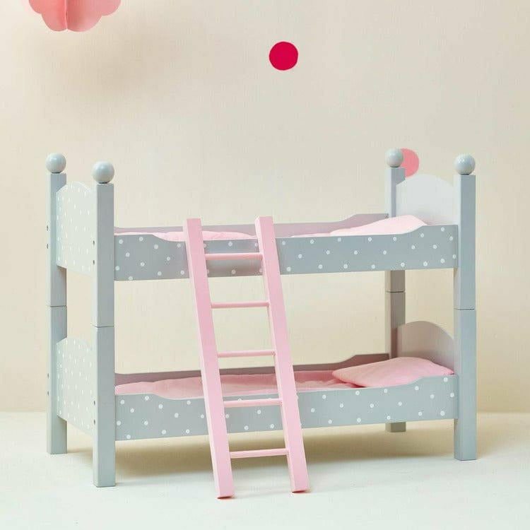 Teamson Kids Dolls Polka Dots Princess Double Bunk Bed for 18" Dolls - Gray