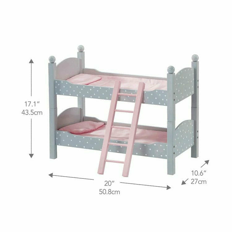 Teamson Kids Dolls Polka Dots Princess Double Bunk Bed for 18" Dolls - Gray