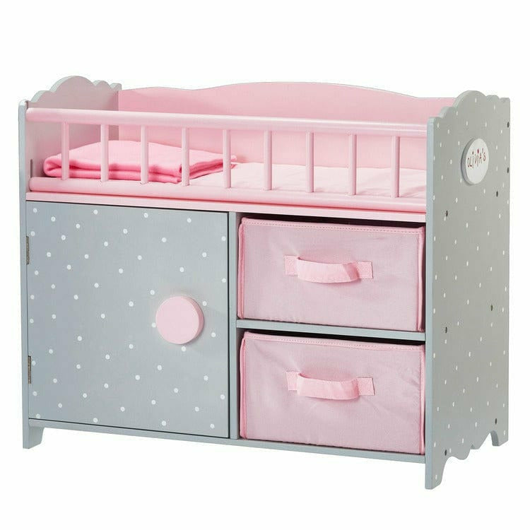 Teamson Kids Dolls Princess Baby Doll Crib with Cabinet and Cubby