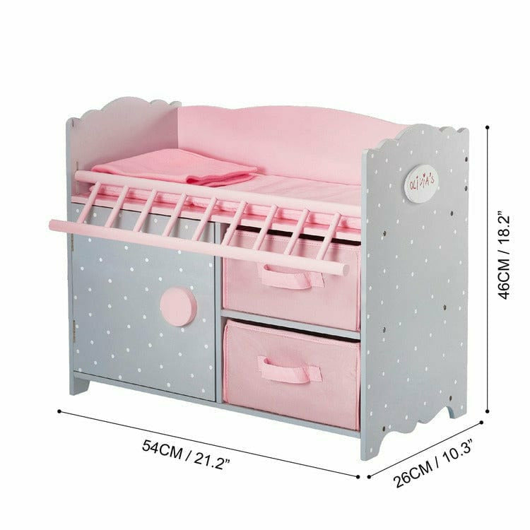 Teamson Kids Dolls Princess Baby Doll Crib with Cabinet and Cubby