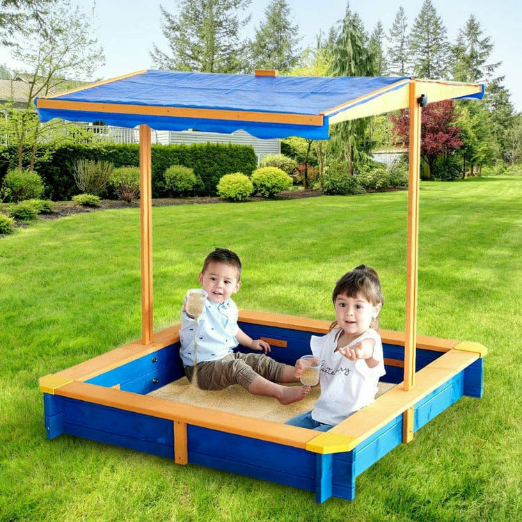 Teamson Kids Outdoor Outdoor Summer Sand Box - Wood / Blue