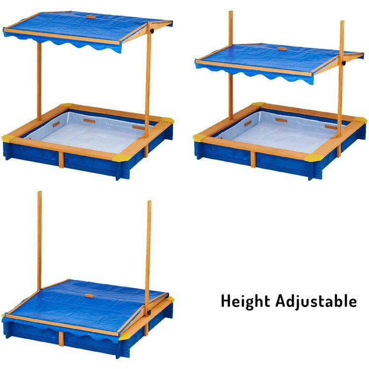 Teamson Kids Outdoor Outdoor Summer Sand Box - Wood / Blue