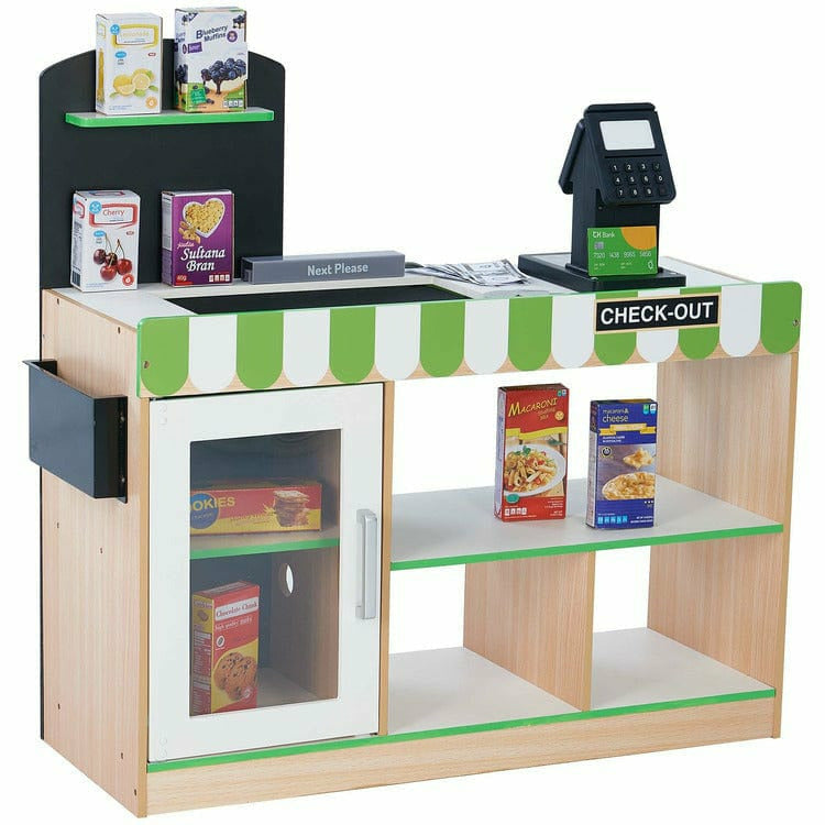 Teamson Kids Preschool Cashier Austin Play Market Stand - Green / Wood