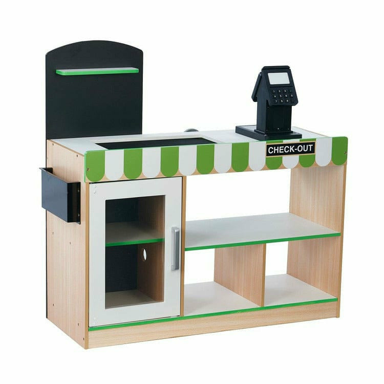 Teamson Kids Preschool Cashier Austin Play Market Stand - Green / Wood
