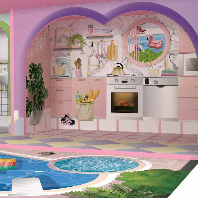 Teamson Kids Preschool Kids Dreamland Sunset 3-Level Dollhouse Set for 12" Dolls