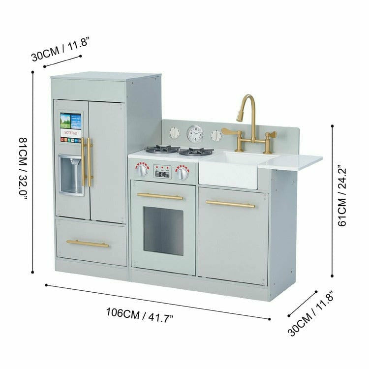 Teamson Kids Preschool Little Chef Chelsea Modern Play Kitchen - Silver Grey / Gold