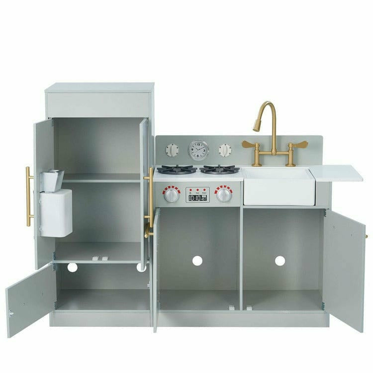 Teamson Kids Preschool Little Chef Chelsea Modern Play Kitchen - Silver Grey / Gold