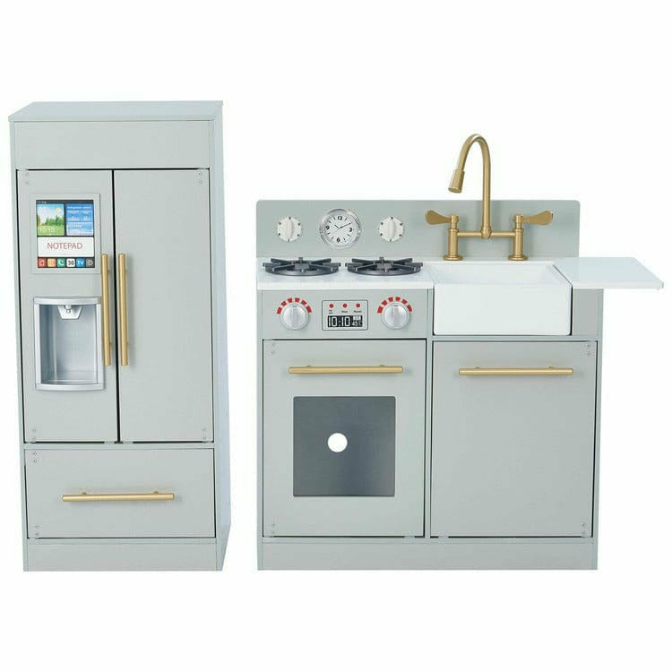 Teamson Kids Preschool Little Chef Chelsea Modern Play Kitchen - Silver Grey / Gold