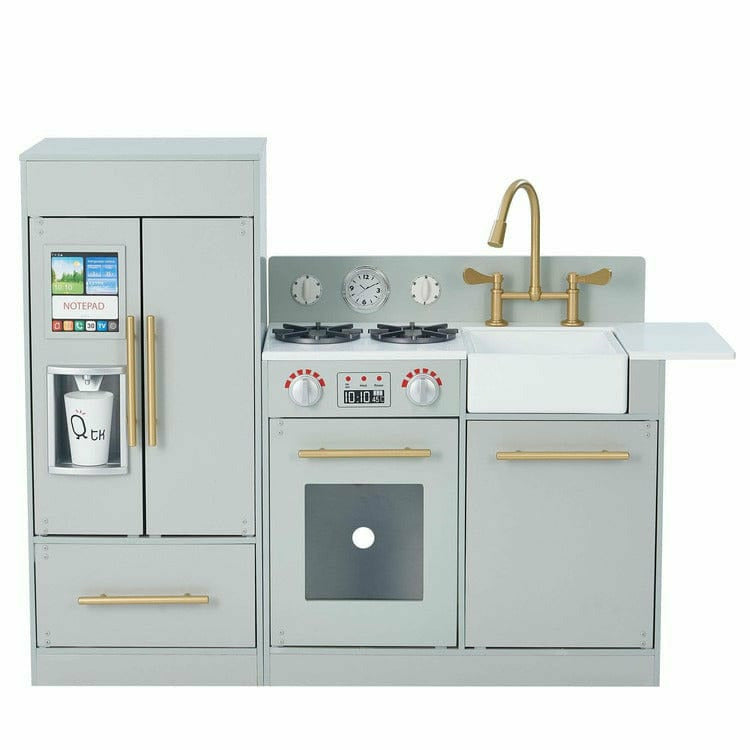 Teamson Kids Preschool Little Chef Chelsea Modern Play Kitchen - Silver Grey / Gold