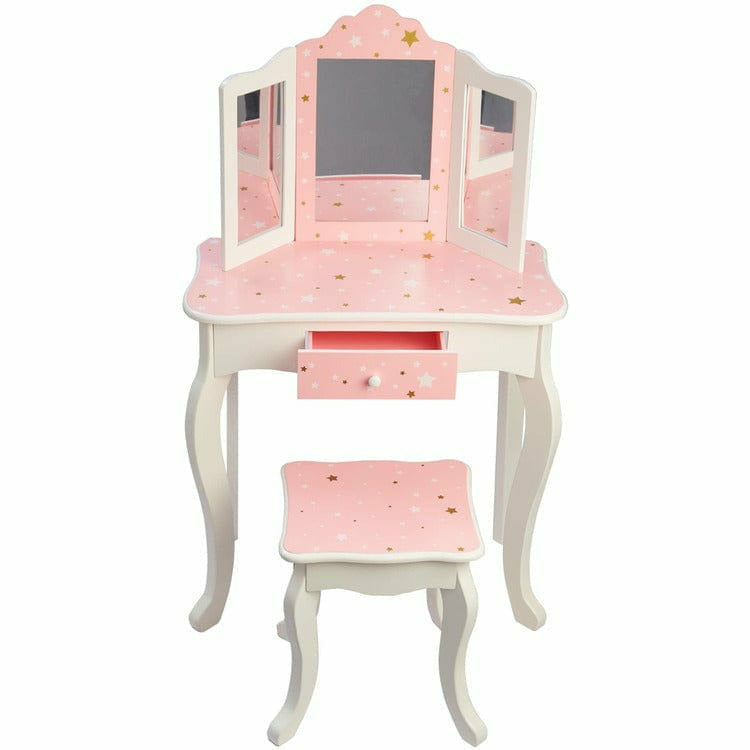 Teamson Kids Room Decor Fashion Twinkle Star Gisele Vanity Set - Pink/White