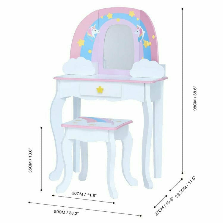 Unicorn vanity table and 2024 stool